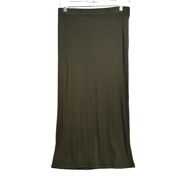 bobeau Dresses & Skirts - BOBEAU Women's‎ Size Medium Ribbed Midi Skirt In Olive Green NWT